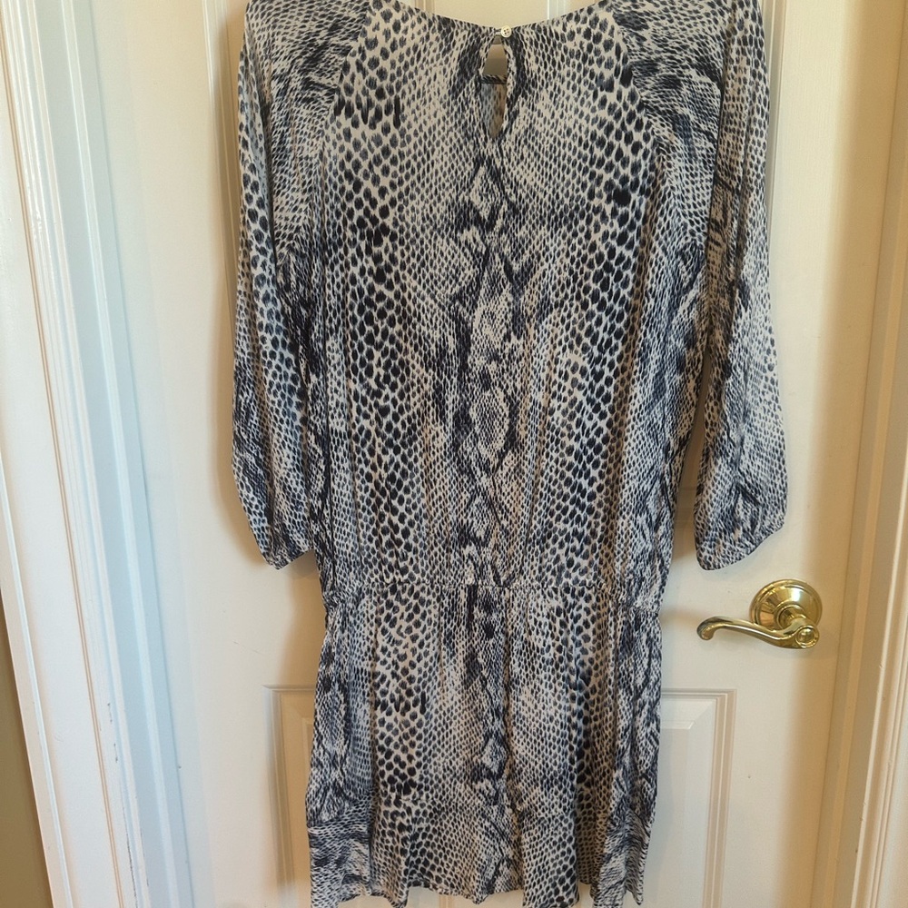 Snake Print Tunic Dress in Blue and White